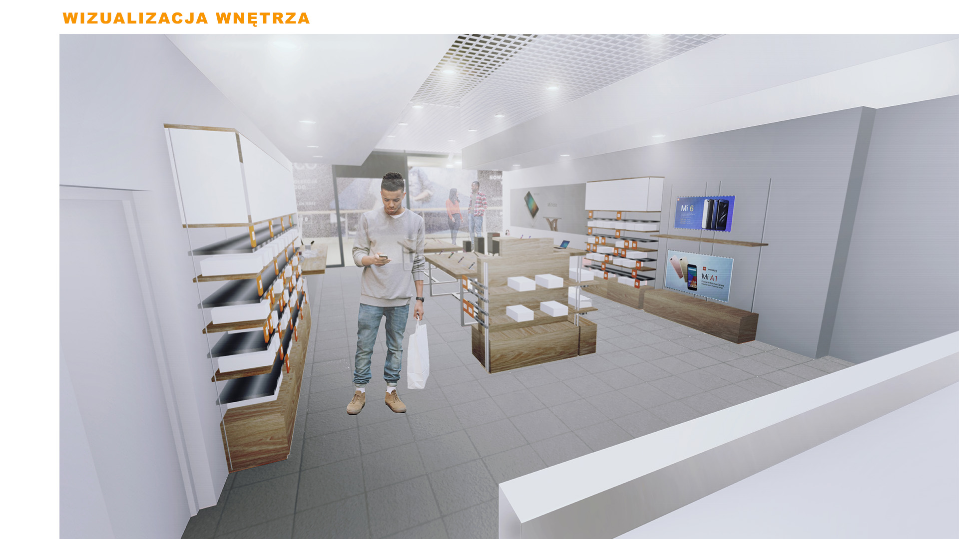 Mi-Store - Wrocław - Pasaż Grunwaldzki - wizualizacja wnętrza
